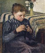 Camille Pissarro Woman sewing painting
